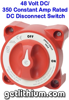 Click here for a larger image of the 48 Volt marine DC Disconnect Switch that is made by Blue Sea Systems