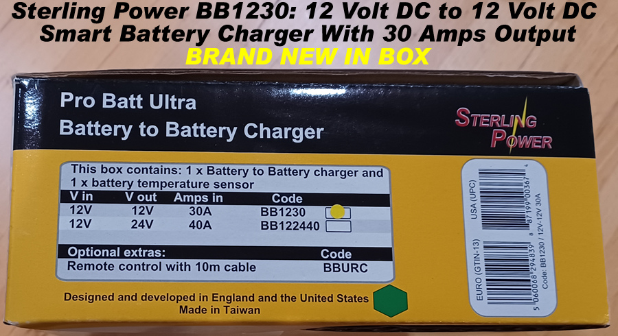 Sterling Power BB1230 12 Volt to 12 Volt DC battery to battery charger. 30 Amps output.