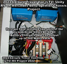 The two Victron Orion DC to DC chargers installed in this RV