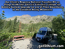 Dodge Promaster RV Lithionics Battery lithium-ion battery installation project photo while out on a Summer adventure