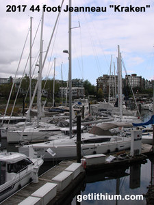 Visit this dual Lithionics lithium-ion battery installation on a 44 foot Jeanneau sailboat...