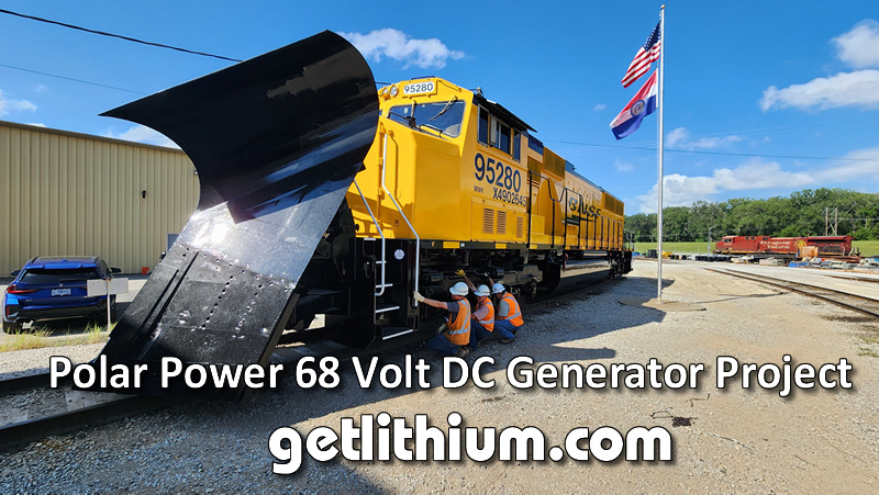 We equipped this custom railway locomotive with a 20kW 68 Volt DC  Polar Power diesel generator to run the air conditioning and heating equipment.